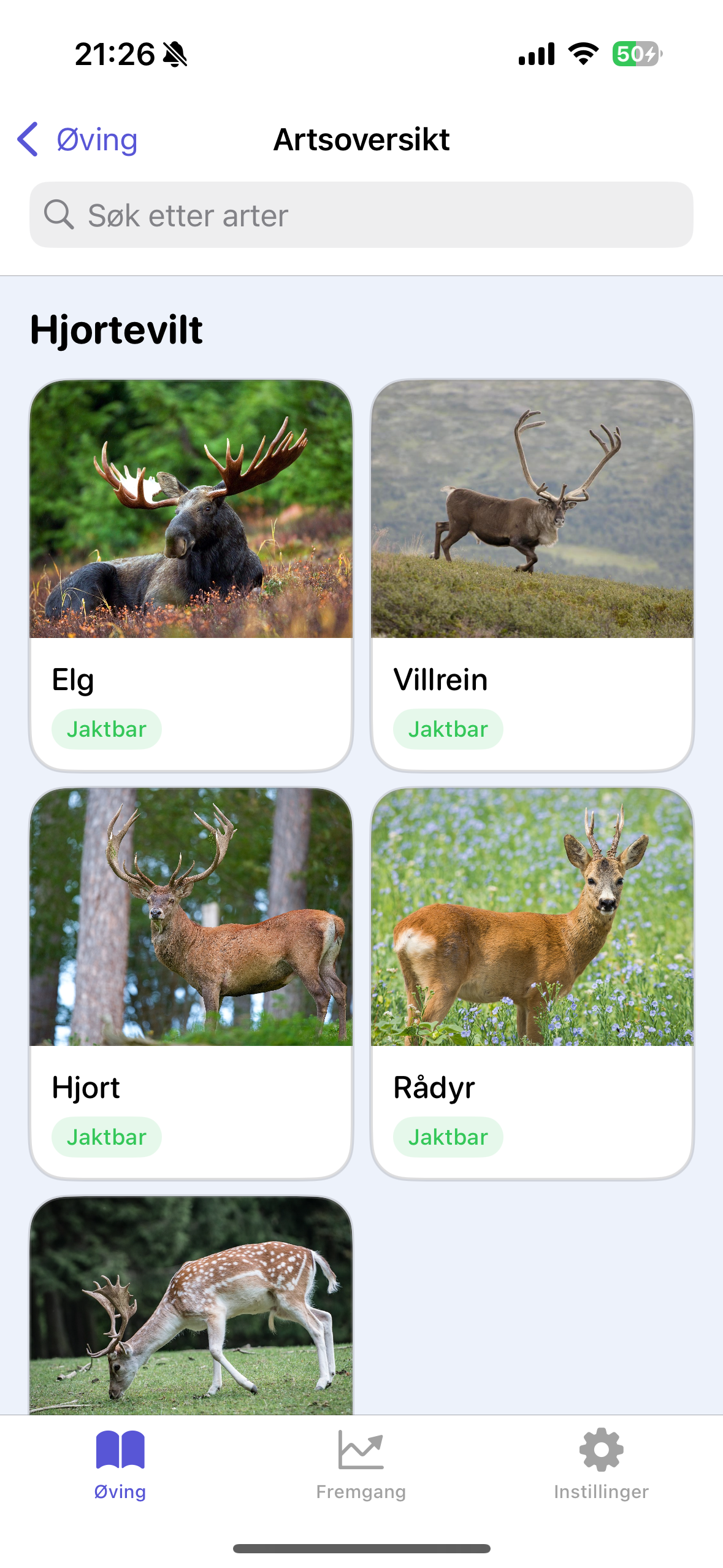 Jegerprøven app screenshot